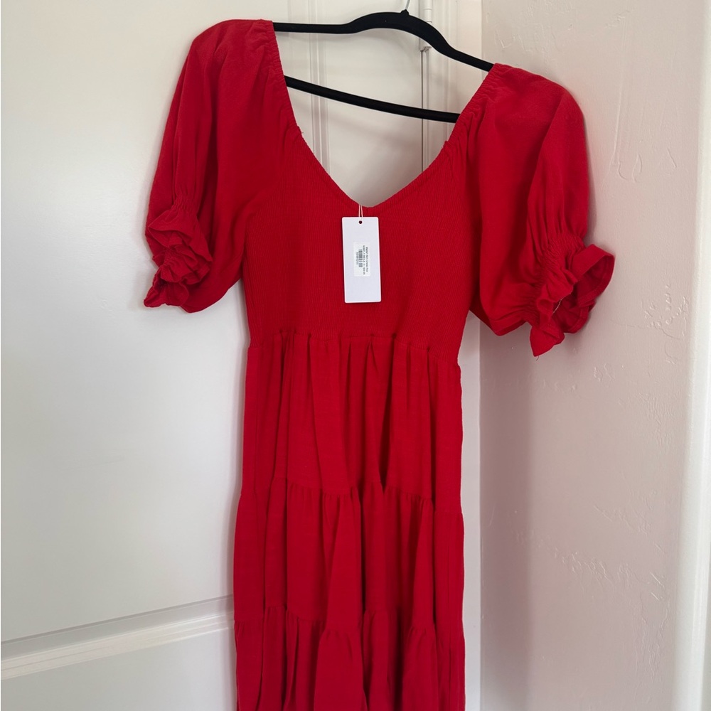Billy j Red Puff Sleeve Dress